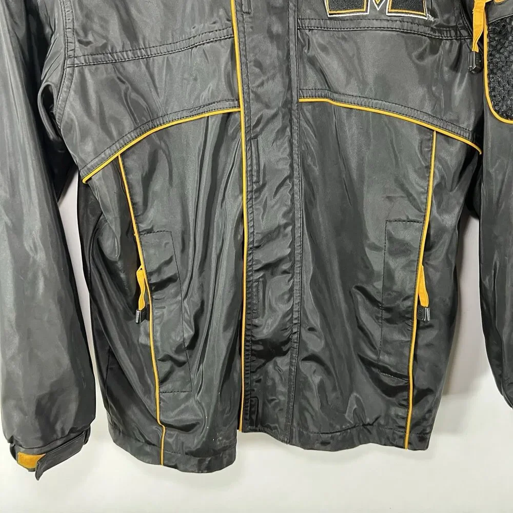 Missouri Tigers Full Zip Hooded Vinyl Jacket Youth Boys Large 12-14 Black Essex